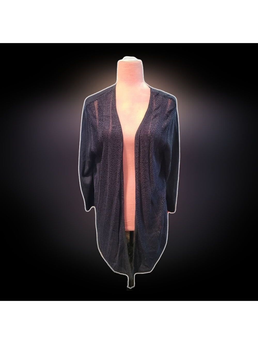New York & Company Navy Waterfall Cardigan Sweater SZ XL